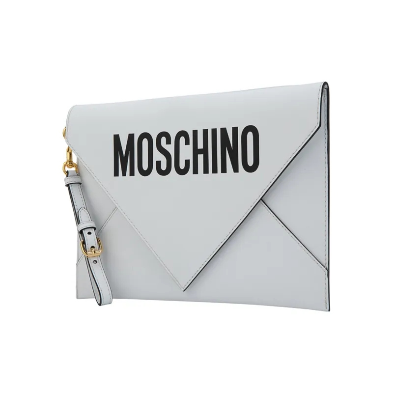 MOSCHINO Leather Clutch Regular Women's White-1