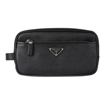 PRADA Saffiano Leather Travel Bag Unisex Black