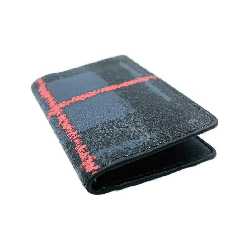 COACH Leather Coin Purse Card Holder, Wallet Mini Unisex Black & Dark Blue-6