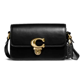 COACH Studio Tanned Leather Small Square Bag Shoulder Bag, Crossbody Bag Small Size Women's Black