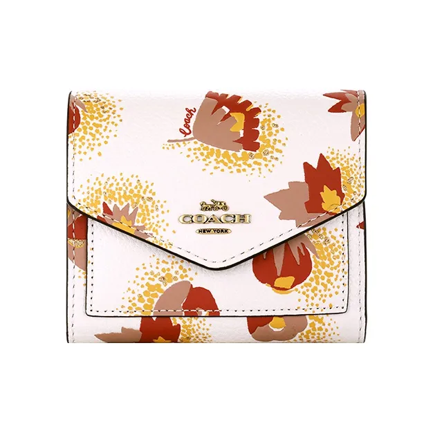 COACH Pebbled Leather Wallet Women's Yellow & White-0