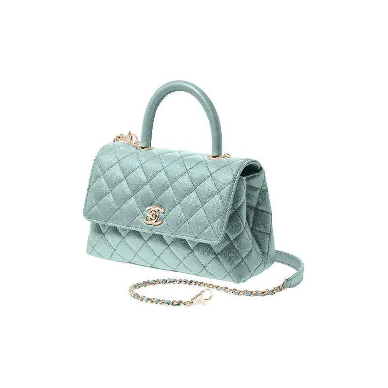 CHANEL 21K Winter Leather Flap Bag, Shoulder Bag, Crossbody Bag, Handbag Women's Green-1