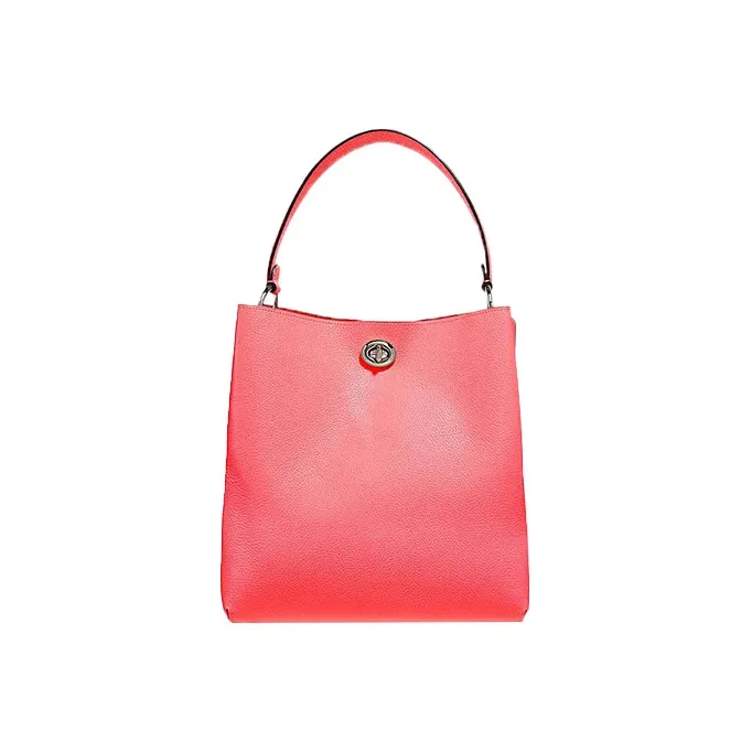 COACH Charlie Pebbled Leather Bucket Bag Handbag Shoulder Bag Crossbody Bag Large Size Women's Light Coral Red-2