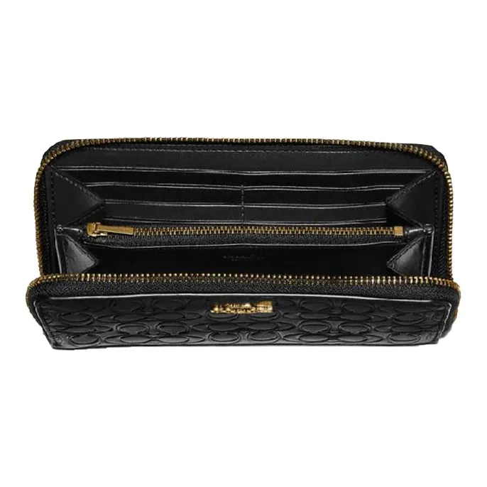 COACH Accordion Zip Leather Clutch Long Hand Piano Wallet Regular Women's Black-1