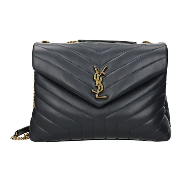 SAINT LAURENT LOULOU Leather Chain Crossbody Bag, Shoulder Bag Medium Size Women's-0