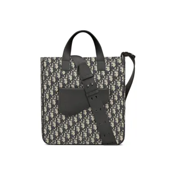 DIOR Saddle Cow Leather Tote Bag Shopping Bag Handbag Shoulder Bag Crossbody Bag Men's Beige & Black