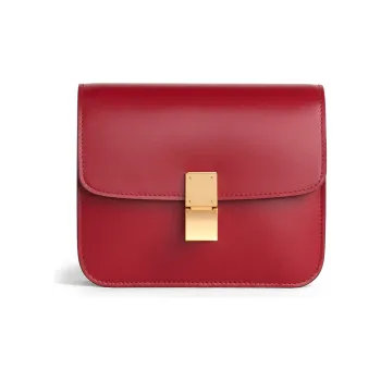 CELINE Classic Bo Polished Cow Leather Handbag Crossbody Bag Shoulder Bag Women's Red