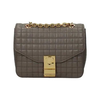 CELINE Leather Shoulder Bag Women's Gray