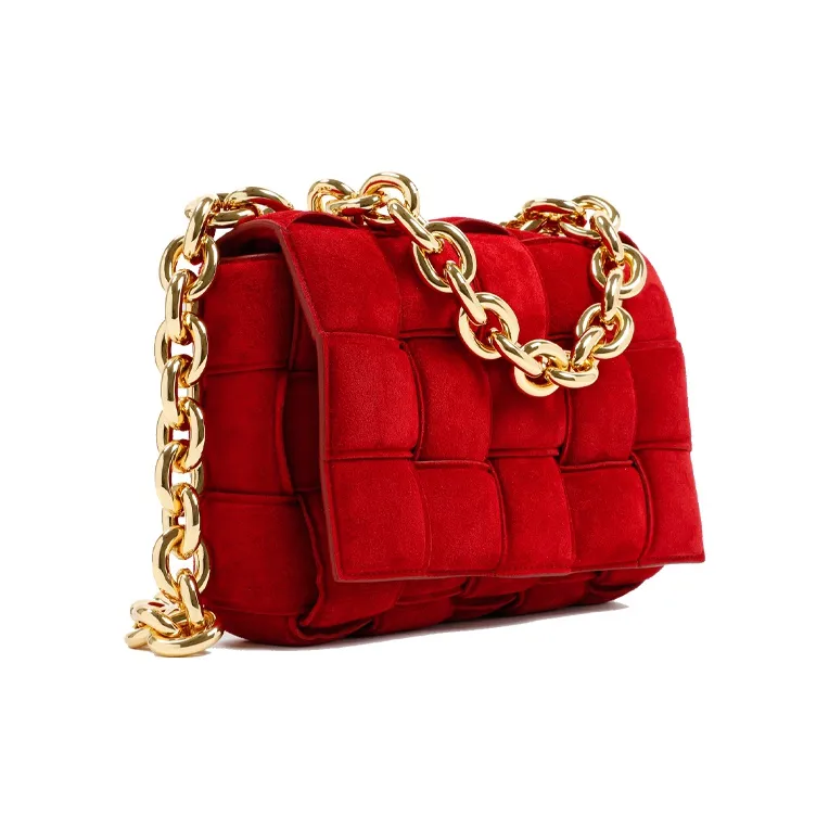 Bottega Veneta Chain Cassette Cow Leather Shoulder Bag, Crossbody Bag, Handbag Women's Red-1