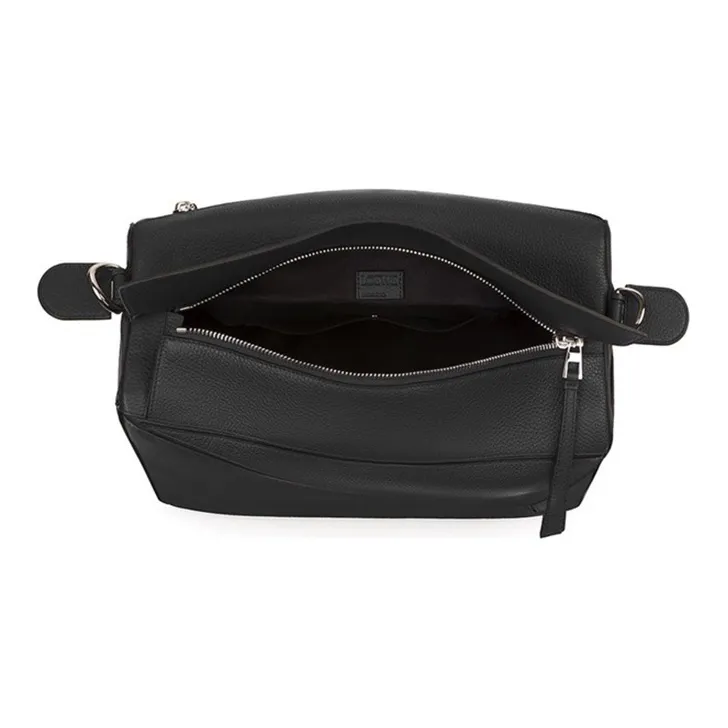 LOEWE Puzzle Grained Calfskin Shoulder Bag Crossbody Bag Men's Black-2