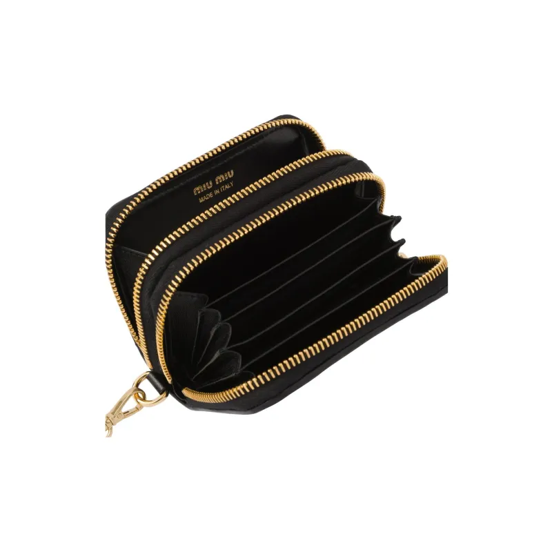 MIU MIU Matelassé Nappa Soft Leather Wallet Women's Black-2