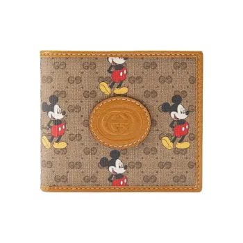 GUCCI Disney, Collaboration Canvas With Leather Wallet Regular Men's Ebony/Brown