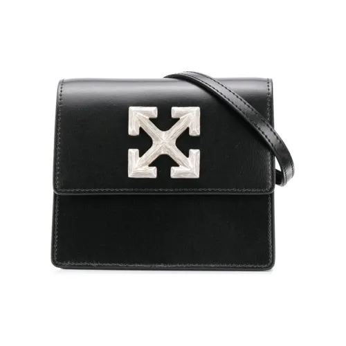 OFF WHITE Leather Shoulder Bag Crossbody Bag Unisex Black