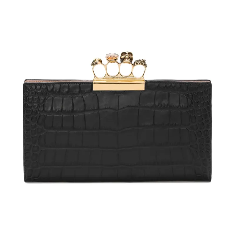 Alexander McQueen Cow Leather Purse Clutch Women's Black-1