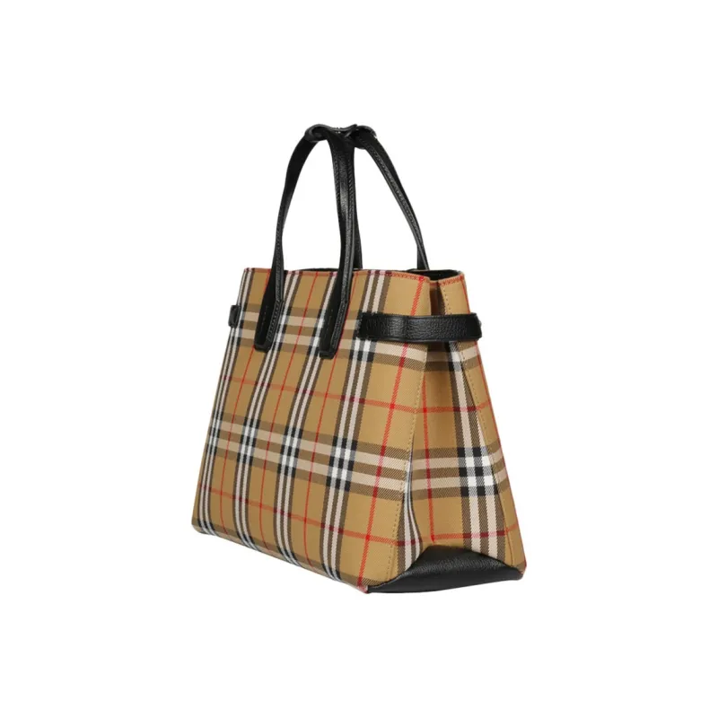 Burberry Banner Tote Vintage Check Cotton Beige/Black-1