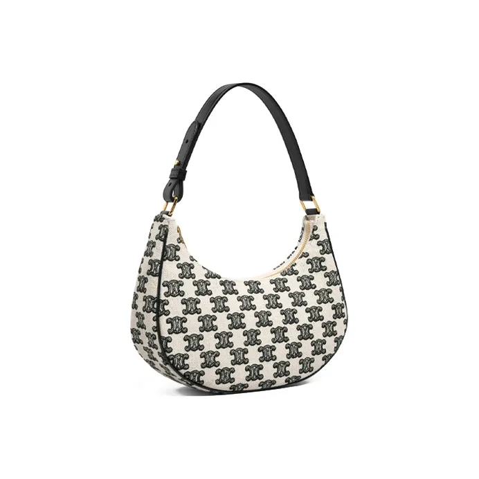 CELINE Cow Leather Handbag One Shoulder Bag Women's Black-1