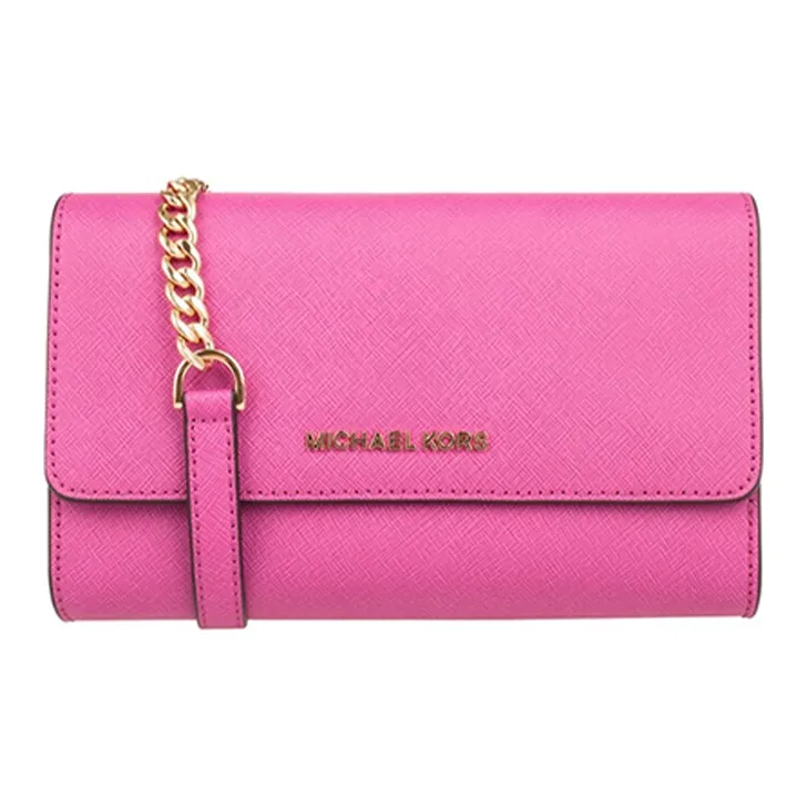 MICHAEL KORS Jet Set Travel Cow Leather Shoulder Bag, Crossbody Bag Women's Pink-0