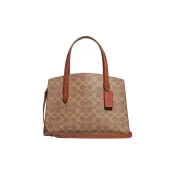 COACH Charlie Cow Leather Laptop Bags Briefcase Shoulder Bag Crossbody Bag Handbag Regular Women's Brown Monogram