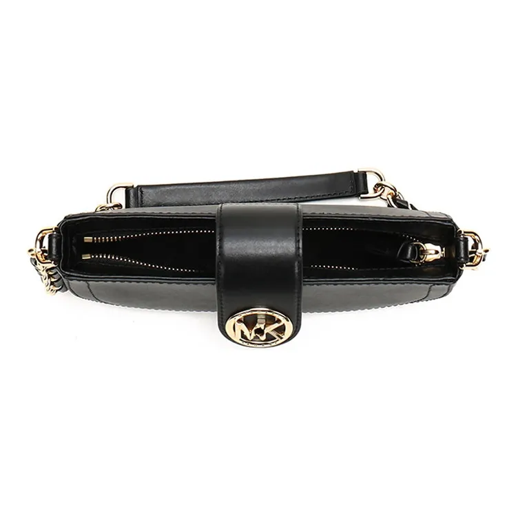 MICHAEL KORS Carmen Leather Crescent Moon Bag Shoulder Bag Women's Black-3