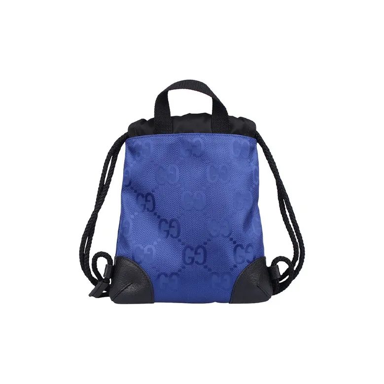 GUCCI Off The Grid Nylon And Leather Backpack Unisex Blue-3