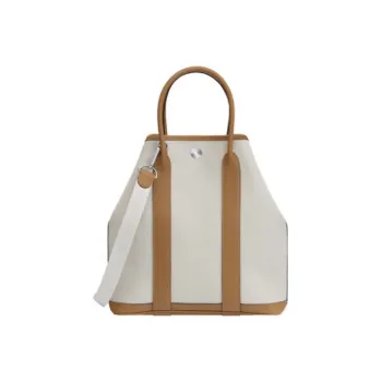 HERMES GARDEN FILE Canvas With Negonda Calfskin Handbag, Shoulder Bag, Crossbody Bag Unisex Concrete Gray