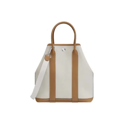 HERMES GARDEN FILE Canvas With Negonda Calfskin Handbag, Shoulder Bag, Crossbody Bag Unisex Concrete Gray
