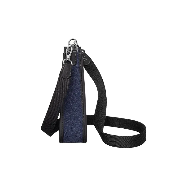 HERMES Evelyne Swift Calfskin With Velvet Fabric Shoulder Bag Crossbody Bag Mini Unisex Midnight Blue & Black-1
