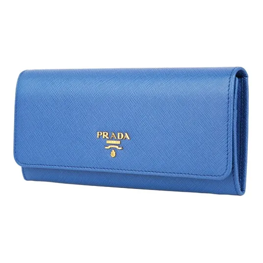 PRADA Cowhide Leather Wallet Women's Blue-1
