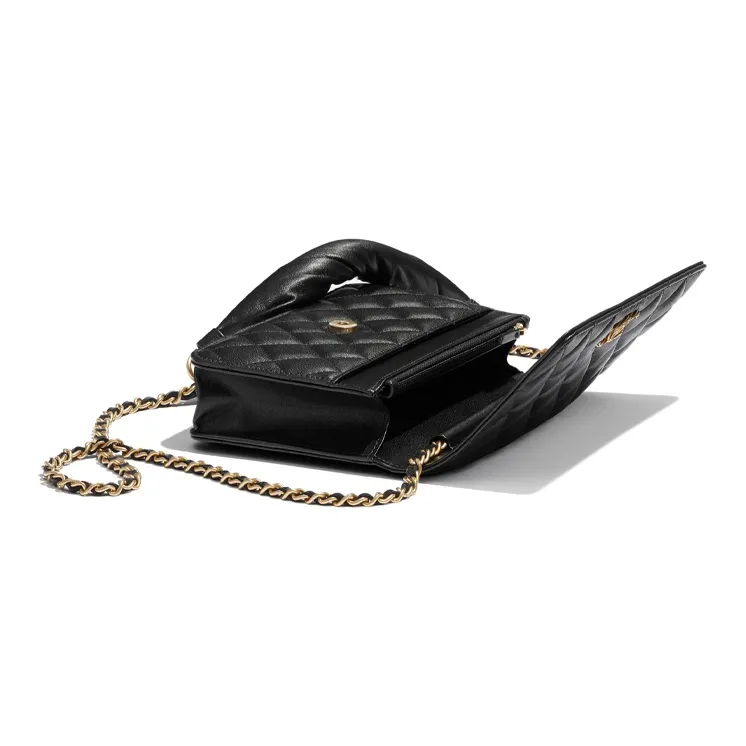 CHANEL Lambskin Leather And Metal Chain Flap Bag Shoulder Bag Women's Black-2