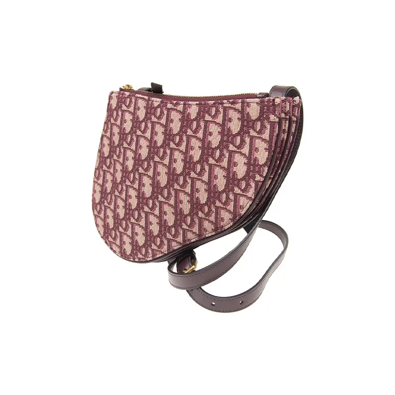 DIOR Saddle Canvas Shoulder Bag Crossbody Bag Women's Burgundy-2