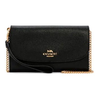 COACH Gemma Twill Leather Shoulder Bag Crossbody Bag Small Size Women's Black
