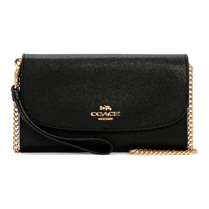COACH Gemma Twill Leather Shoulder Bag Crossbody Bag Small Size Women's Black-0