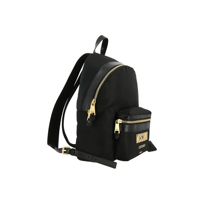 MOSCHINO Leather Backpack Unisex Black-1