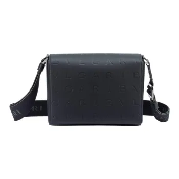 BVLGARI Cow Leather Shoulder Bag, Crossbody Bag Men's Black