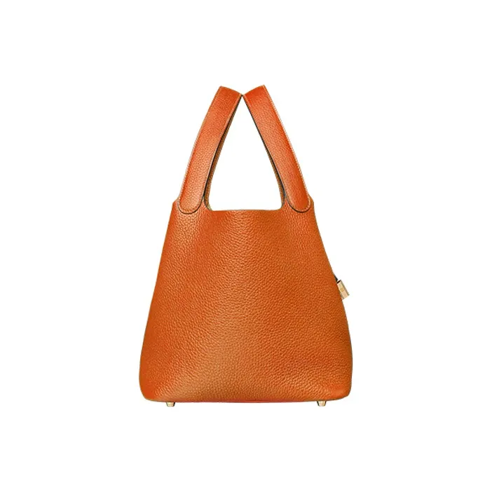 HERMES Picotin Lock Cow Leather Basket Bag Handbag Bucket Bag Women's Flame Orange-1