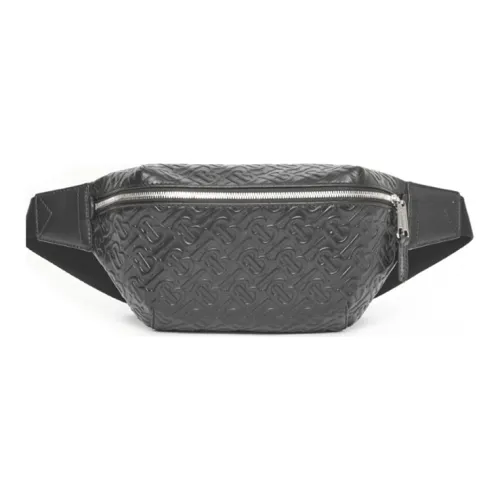 Burberry Cow Leather Sling Bags One Shoulder Crossbody Fanny Pack Men's Black