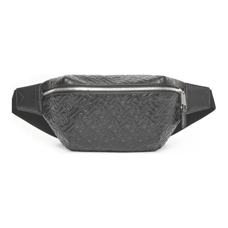 Burberry Cow Leather Sling Bags One Shoulder Crossbody Fanny Pack Men's Black-0