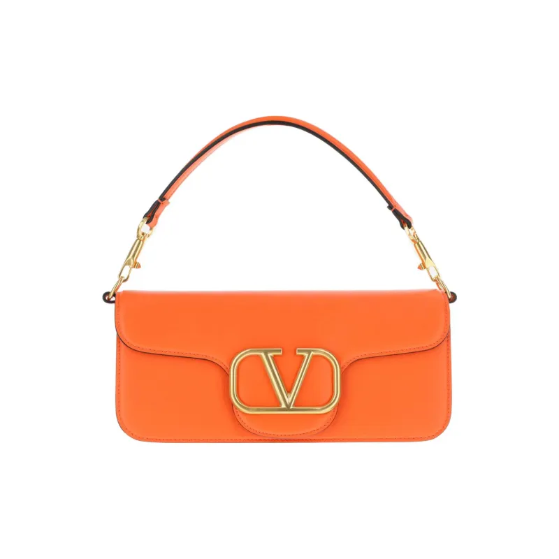 Valentino Locò Calfskin Baguette Bag Crossbody Bags Handbags Small Size Women's Orange-0