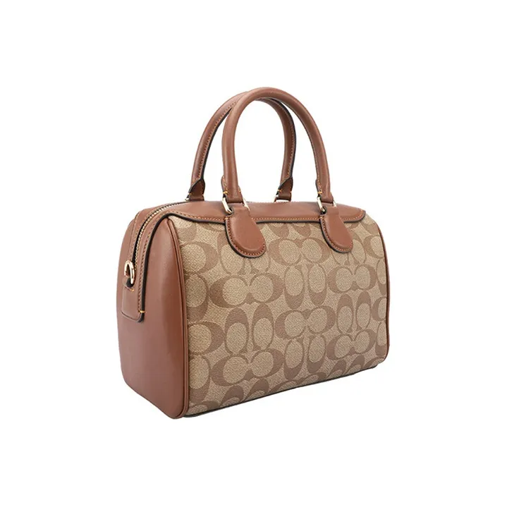 COACH Bennett Canvas With Leather Shoulder Bag, Crossbody Bag, Handbag Tubas Women's Brown-2