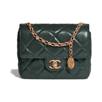 CHANEL Lambskin Clutch Women's Green