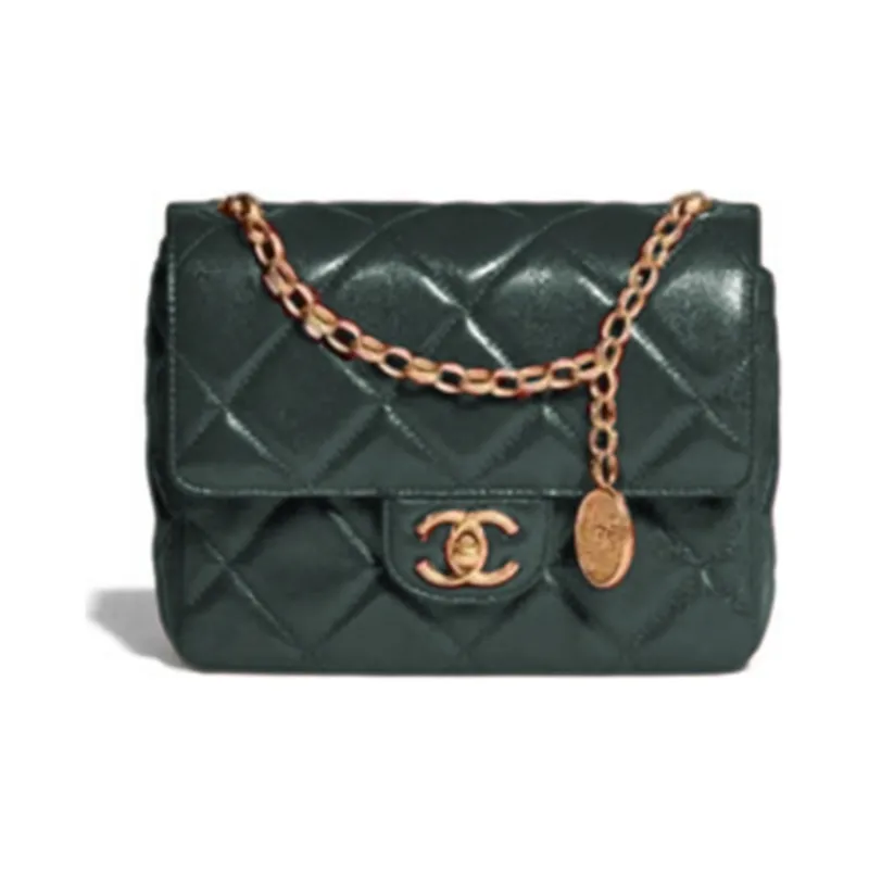 CHANEL Lambskin Clutch Women's Green-0