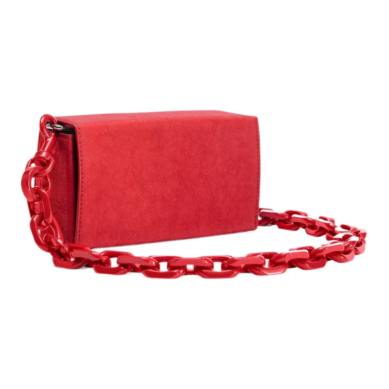 Furla Special Paper Like Fabric Box Bag, Sling Bag, Shoulder Bag Mini Women's Poppy Red-2