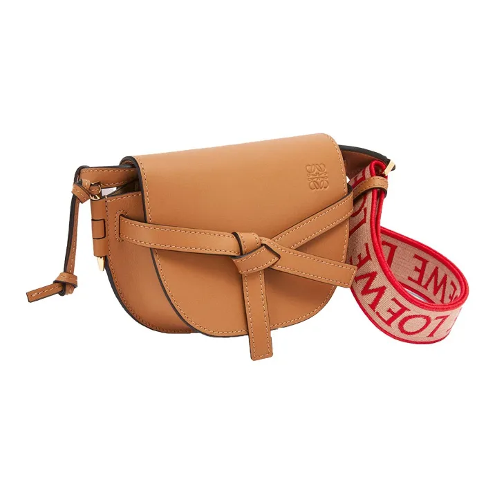 LOEWE Gate Leather Bowknot Bag, One Shoulder Handbag, Crossbody Bag Mini Women's Desert Brown-1