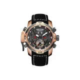 RGA3532-Rose Case Black Dial Red Hands Black Leather Strap