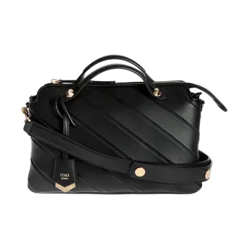 FENDI By The Way Series Twill Calfskin Boston Bag Shoulder Bag Crossbody Bag Handbag Small Size Women's Black