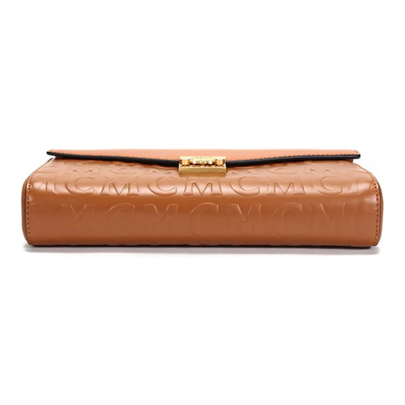 MCM Millie Visetos Cow Leather Portable Crossbody Bag, Shoulder Bag Medium Size Women's Cognac-4