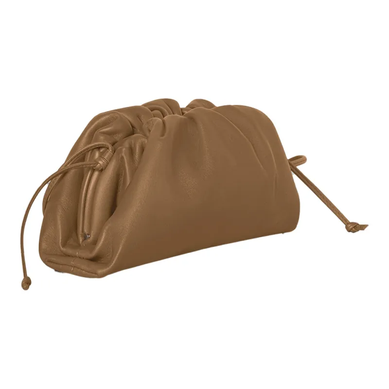 Bottega Veneta POUCH Cloud Bag Cow Leather One Shoulder Crossbody Clutch Mini Women's Teak-2