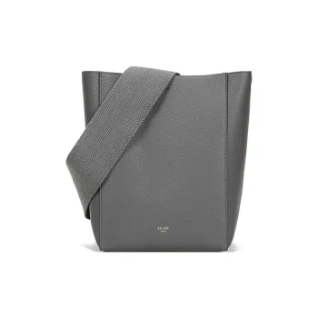 CELINE Cow Leather Bucket Bags Shoulder Bags Women's Candy Color Gray