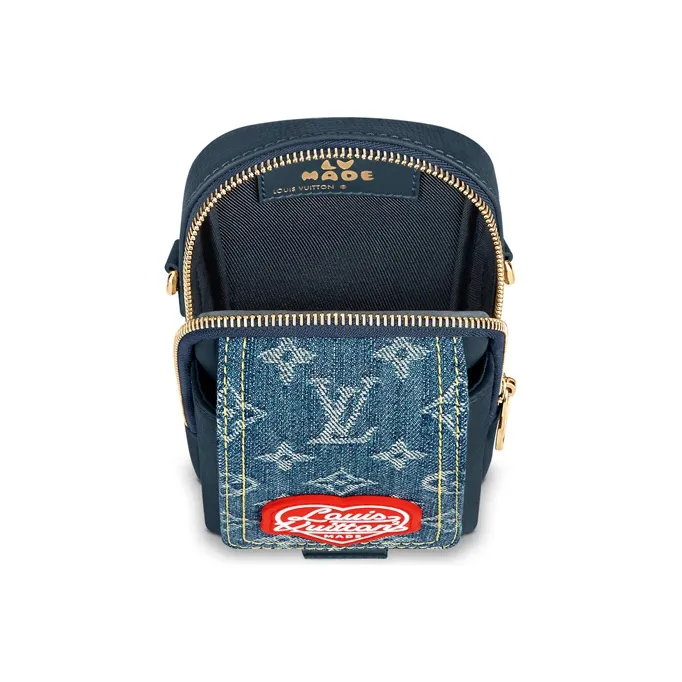 LOUIS VUITTON X Nigo Flap Double Phone Pouch Monogram Blue-3