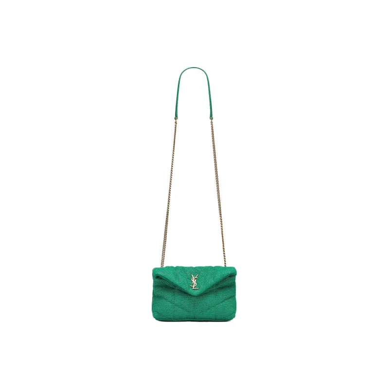 SAINT LAURENT PUFFER Canvas Bag, Crossbody Bag, Cloud Bag, Pillow Bag, Shoulder Bag Women's Green-4